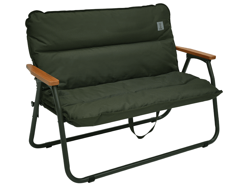Good Luck Sofa olive green fabric outdoor bench with wood armrests