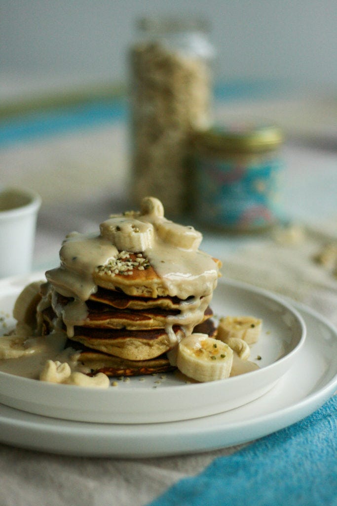 Gluten free pancakes made with coconut flour, cashew butter and bananas. Perfection on a Saturday morning.