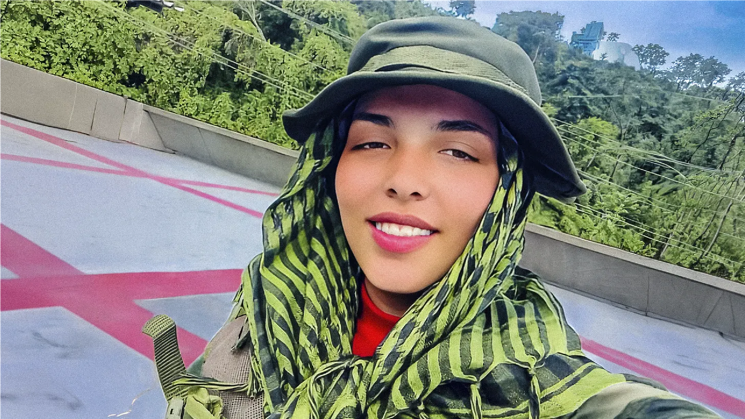 "I visited the hillside location at Fierte Tiuna where young female Lieutenant Alejandra del Valle Oliveros Velásquez , age 23, refused the order to stand down and continued to stand guard with her gun at a vital hilltop communications facility. She died as it was struck by American missiles." Craig Murray