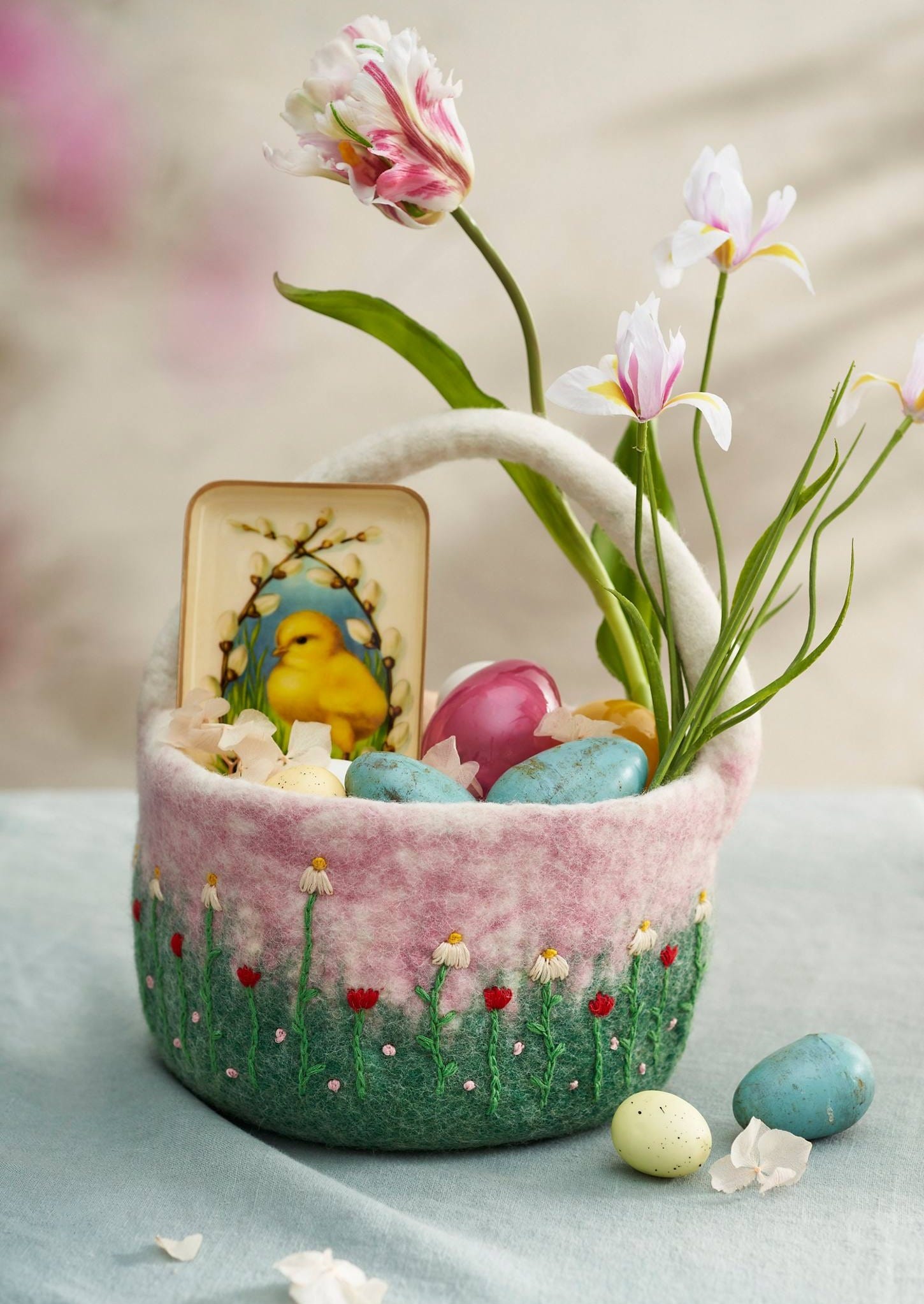 Felted Flower Basket #4