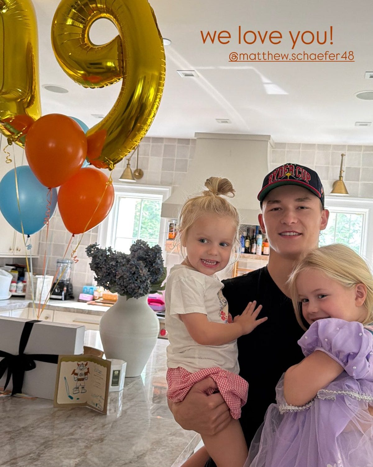 Photo of Matthew Schaefer with Matt Martin's daughters on his 19th birthday. Photo of Matthew Schaefer with Matt Martin's daughters on his 19th birthday.