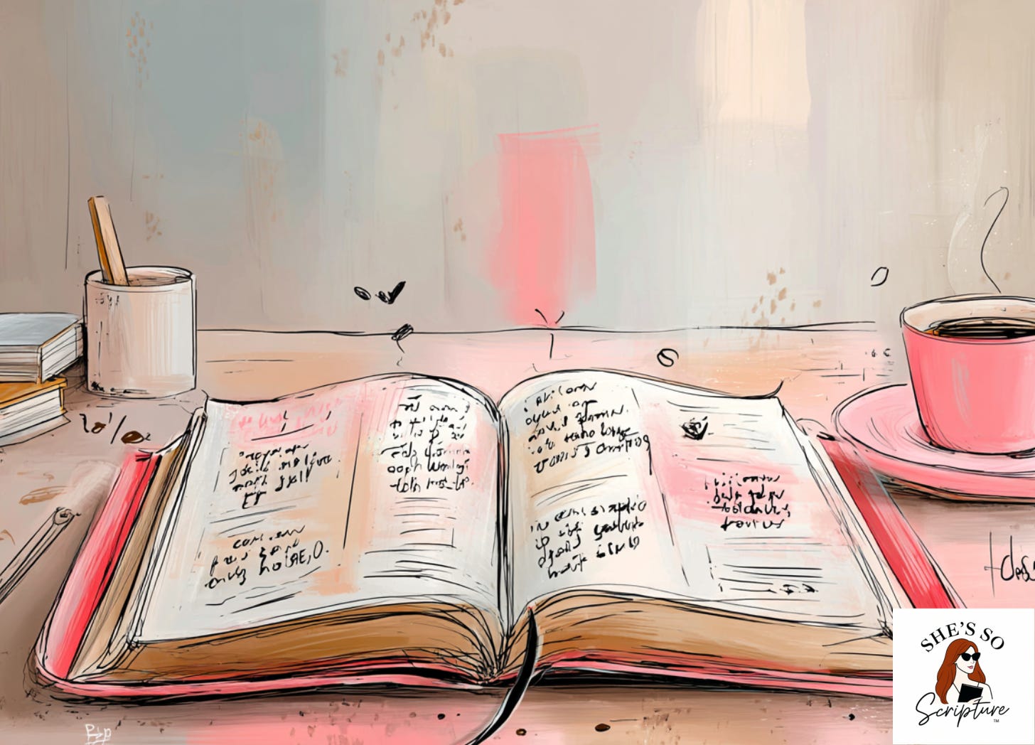 Open Bible with handwritten notes in the margins, symbolizing slow, intentional Scripture study and careful observation.