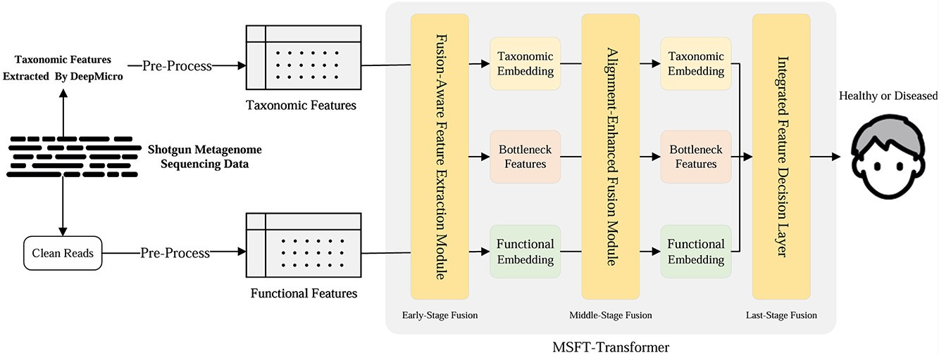 An overview of the proposed framework, illustrating the overall data processing and model architecture, which consists of multistage fusion: early-stage fusion—FAFEM; middle-stage fusion—AEFM; late-stage fusion—IFDL. An overview of the proposed framework, illustrating the overall data processing and model architecture, which consists of multistage fusion: early-stage fusion—FAFEM; middle-stage fusion—AEFM; late-stage fusion—IFDL.