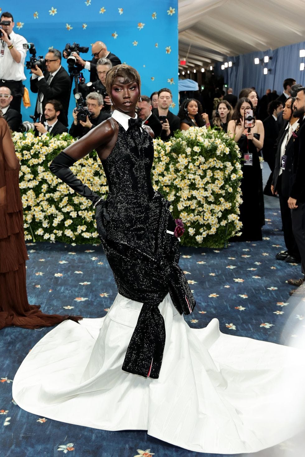 Anok Yai Gave Her Bow Tie and Collar a Flirty Twist at the 2025 Met Gala