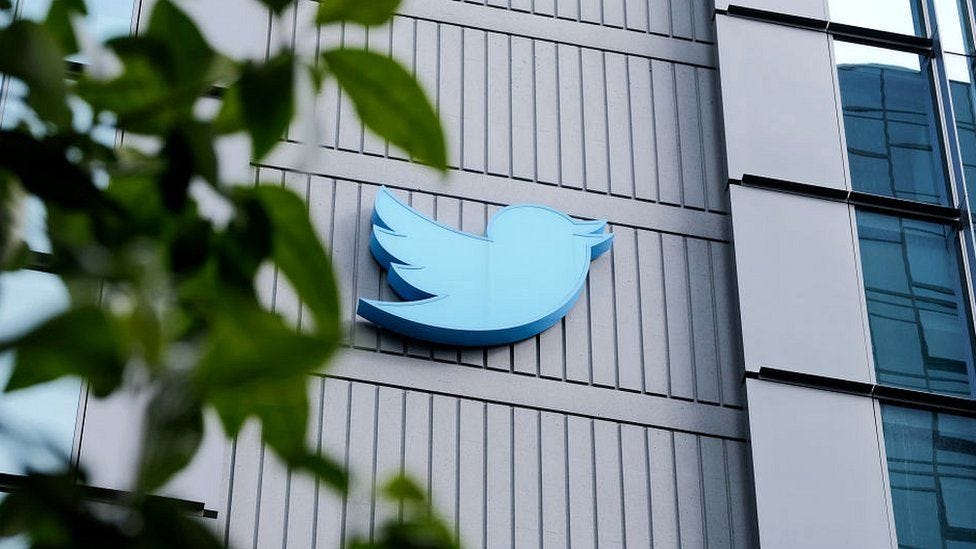 The Twitter logo located on 10th St in San Francisco, California. The Twitter logo located on 10th St in San Francisco, California.