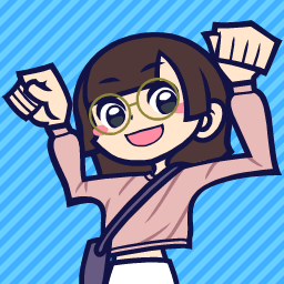 Author portrait. A smiling figure with a fair complexion, straight neck-length hair, and rosy cheeks, wearing perfectly round glasses, a baggy pink sweatshirt, and a navy-blue messenger bag hanging from her shoulder, raises both arms with her fists up in a “kitty paws” pose. The art style is stylized vector art, inspired by *Puyo Pop Fever*. Author portrait. A smiling figure with a fair complexion, straight neck-length hair, and rosy cheeks, wearing perfectly round glasses, a baggy pink sweatshirt, and a navy-blue messenger bag hanging from her shoulder, raises both arms with her fists up in a “kitty paws” pose. The art style is stylized vector art, inspired by *Puyo Pop Fever*.