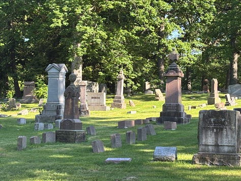 grassy peaceful cemetery scenes