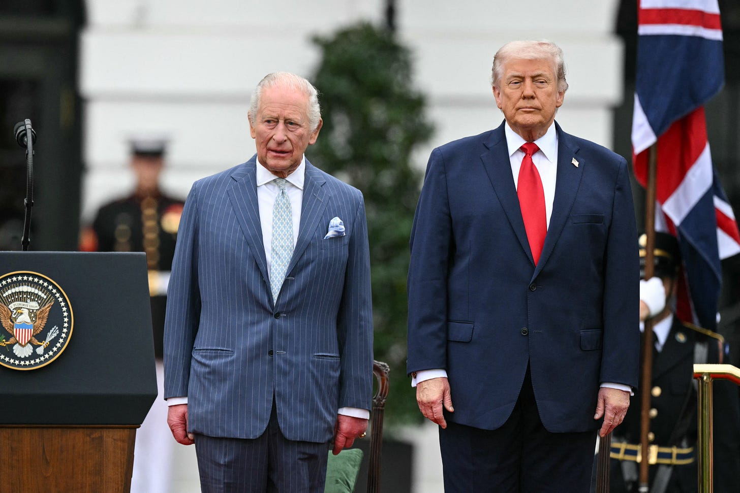 King Charles stood next to Donald Trump