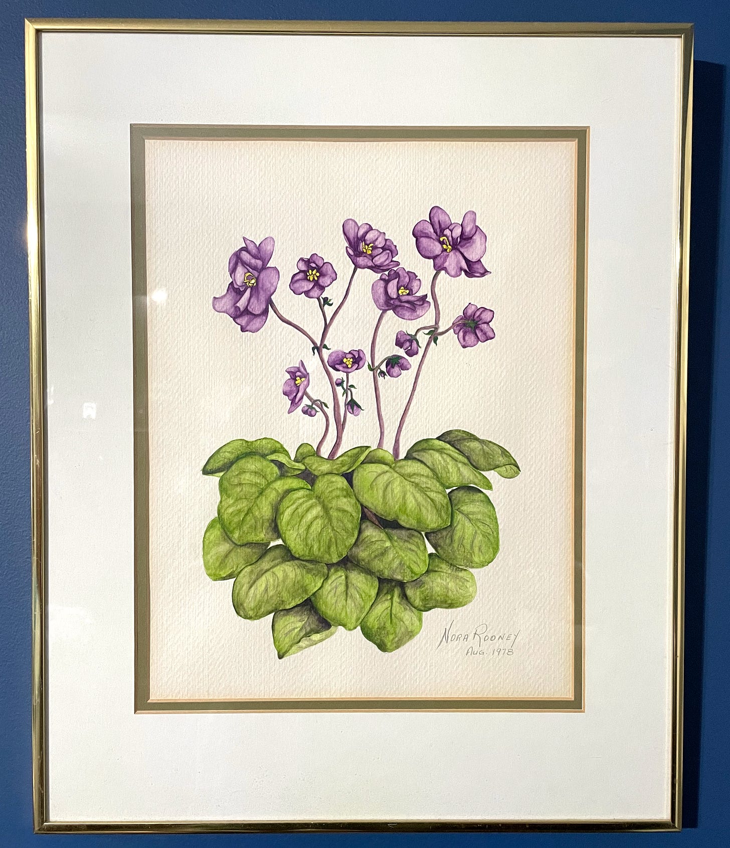 A watercolour painting of violets