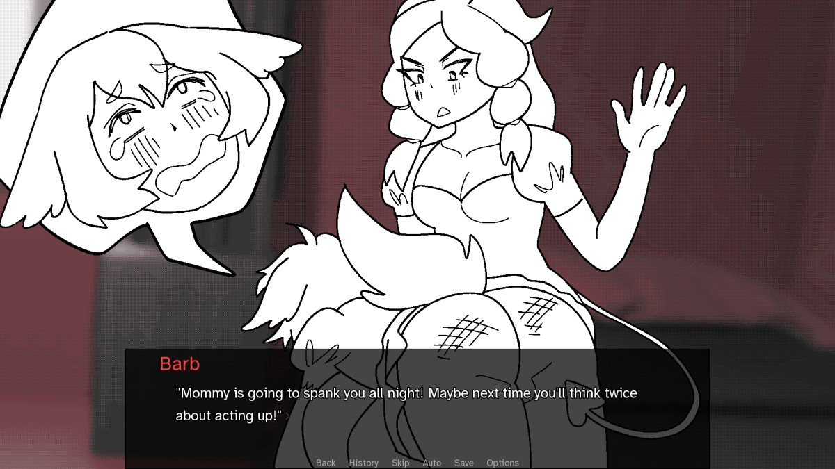 Anette gets spanked by Barb in Demon Dash