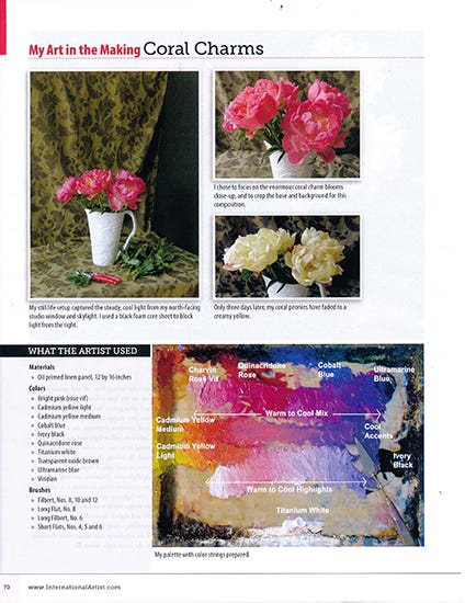 Photo of Ann Trusty painting for International Artist Magazine, July 2015