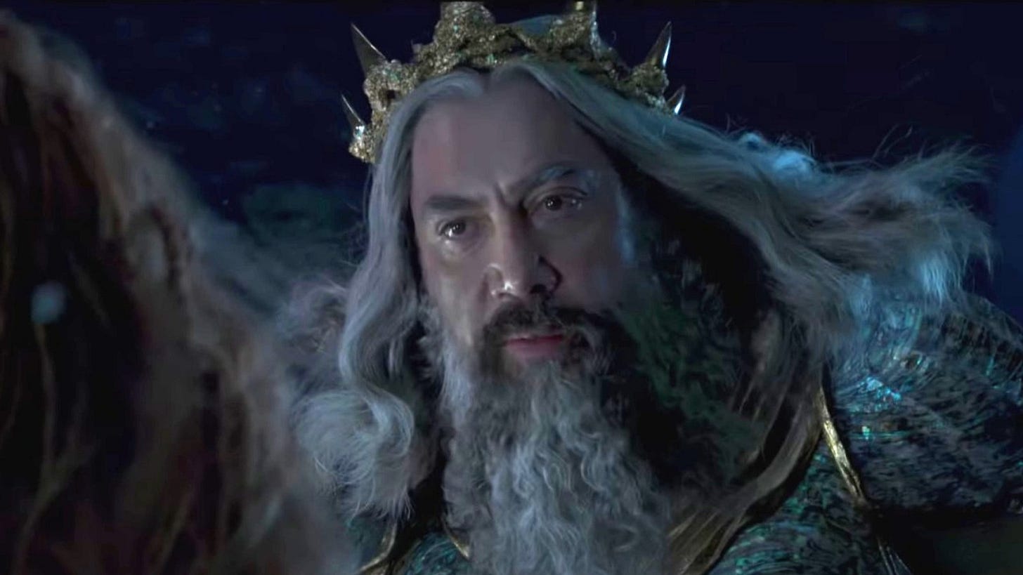 Javier Bardem as King Triton in The Little Mermaid (2023)