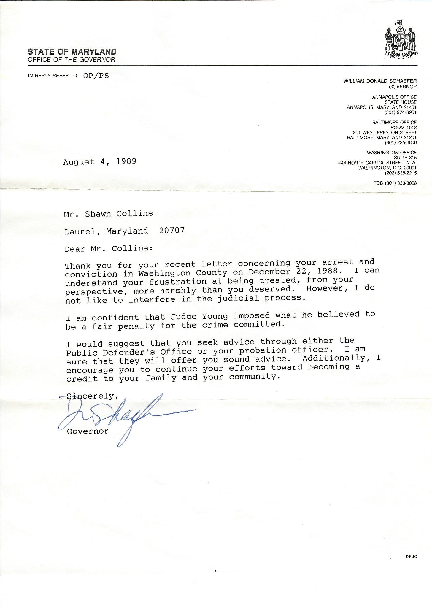 The Governor of Maryland refused to help me The Governor of Maryland refused to help me