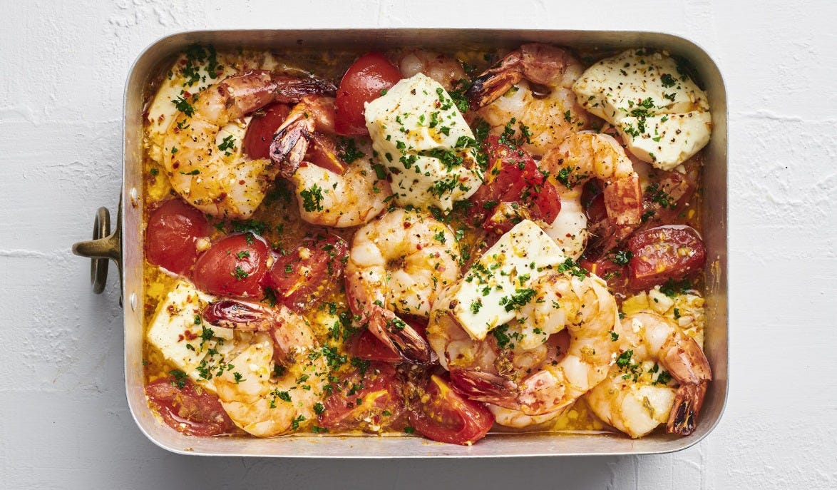 Baked Prawns with Lemon and Feta