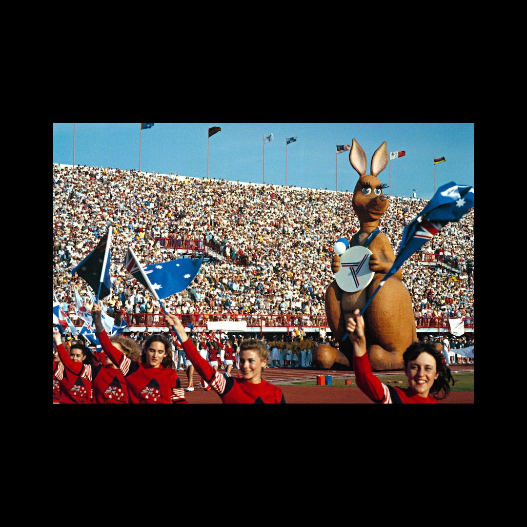 Hugh Edwards' 1978 logo for the XII Commonwealth Games, Brisbane.