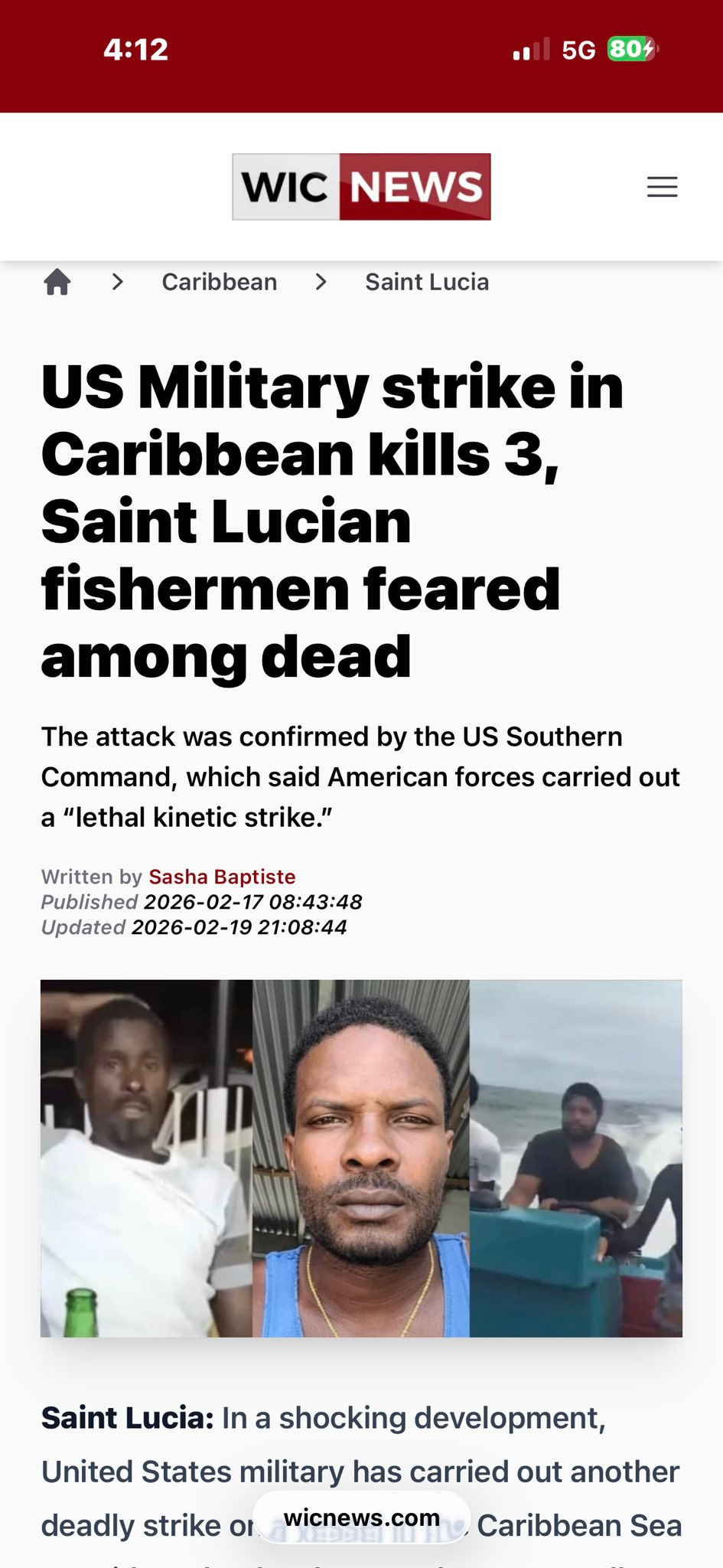 Suggested for you us Military strike in Caribbean kills 3, Saint Lucian fishermen feared among dead
The attack was confirmed by the US Southern Command, which said American forces carried out a "lethal kinetic strike."
• Caribbean real estate
Written by Sasha Baptiste
Published 2026-02-17 08:43:48
Updated 2026-02-17 20:10:08