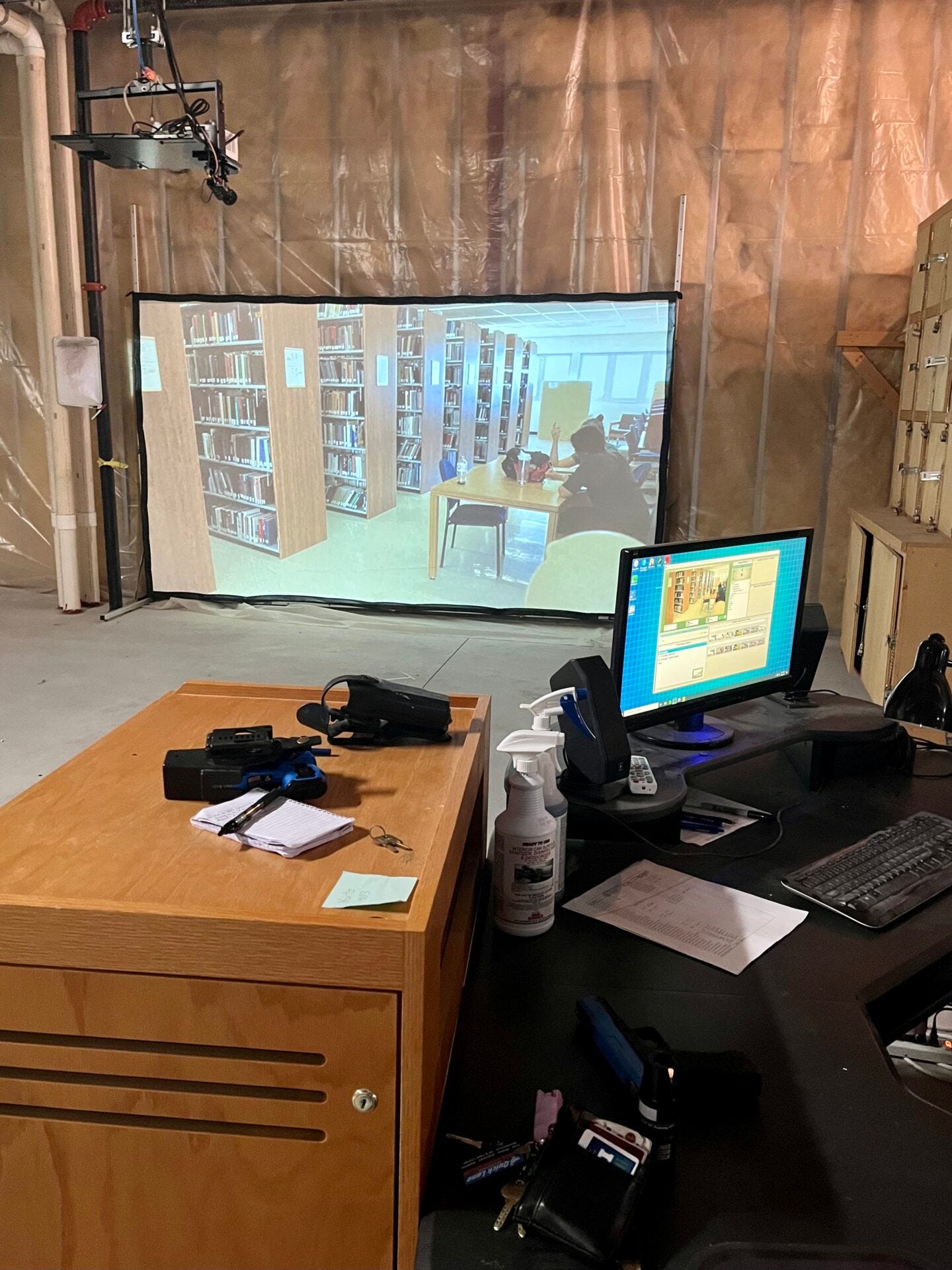 A projection simulator on the second floor of the Aberdeen Public Safety Building allows for police officer training. Aberdeen Insider photo by Reagan Bierschenk.