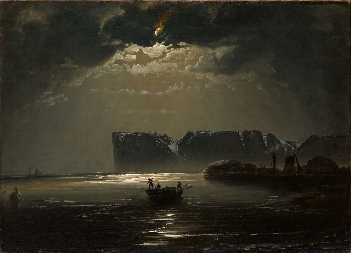 The North Cape by Moonlight, Peder Balke (Norwegian, Helgøya, Nes 1804–1887 Oslo (Kristiania)), Oil on canvas The North Cape by Moonlight, Peder Balke (Norwegian, Helgøya, Nes 1804–1887 Oslo (Kristiania)), Oil on canvas