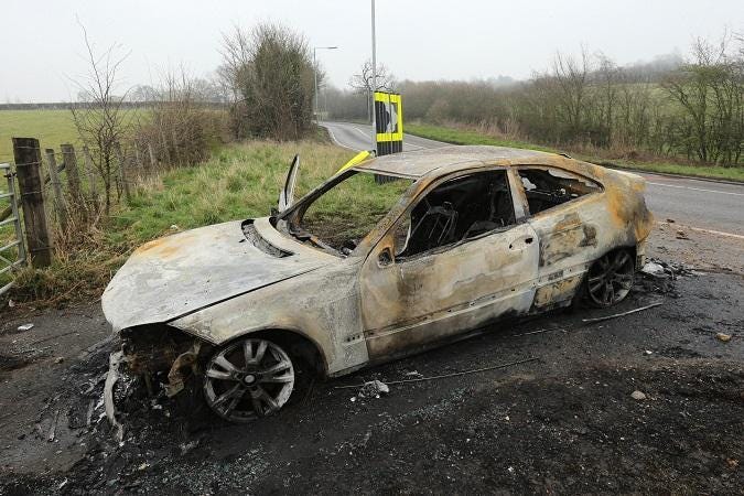 Explosions heard as luxury car left to burn in field by Sewardstone Road |  Epping Forest Guardian