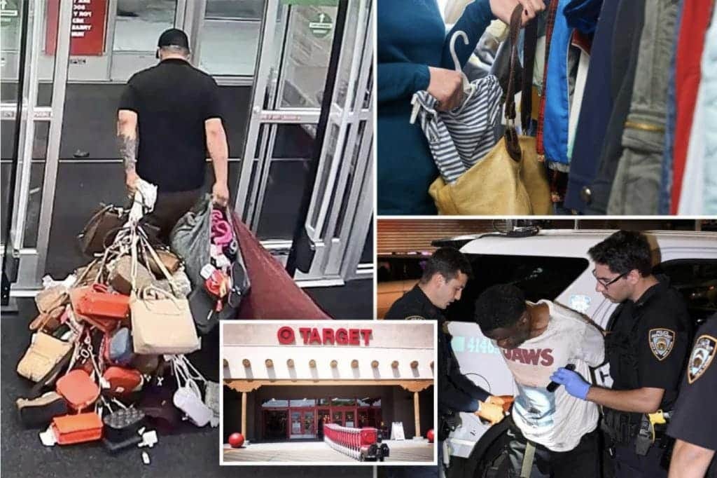 A collage of people carrying bags

Description automatically generated