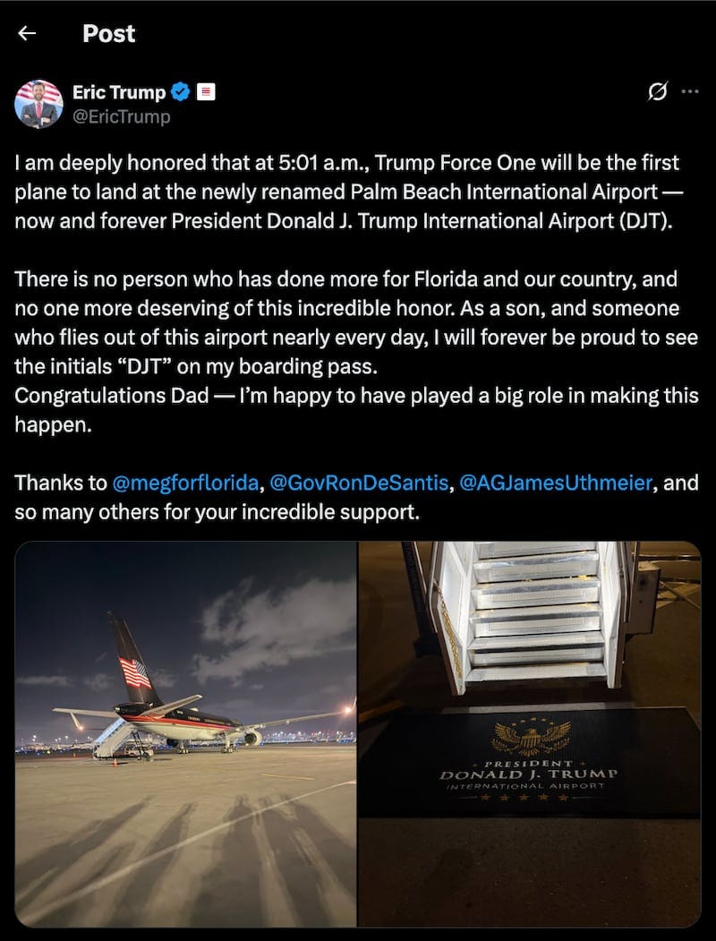 Eric Trump post Eric Trump post