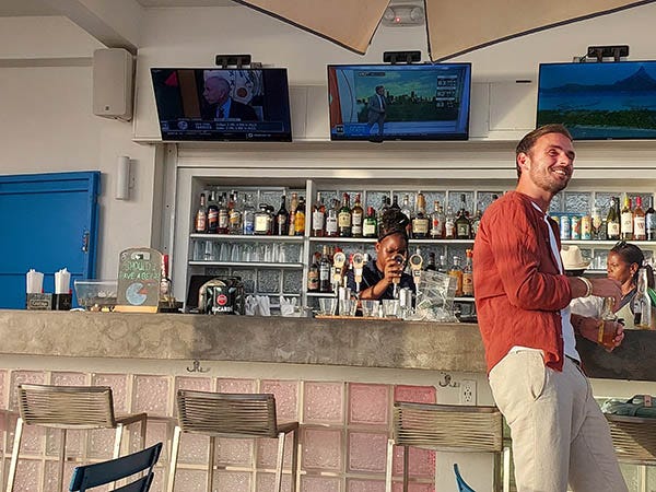 the bar at Seaview Beach Hotel, Sint Maarten, Caribbean