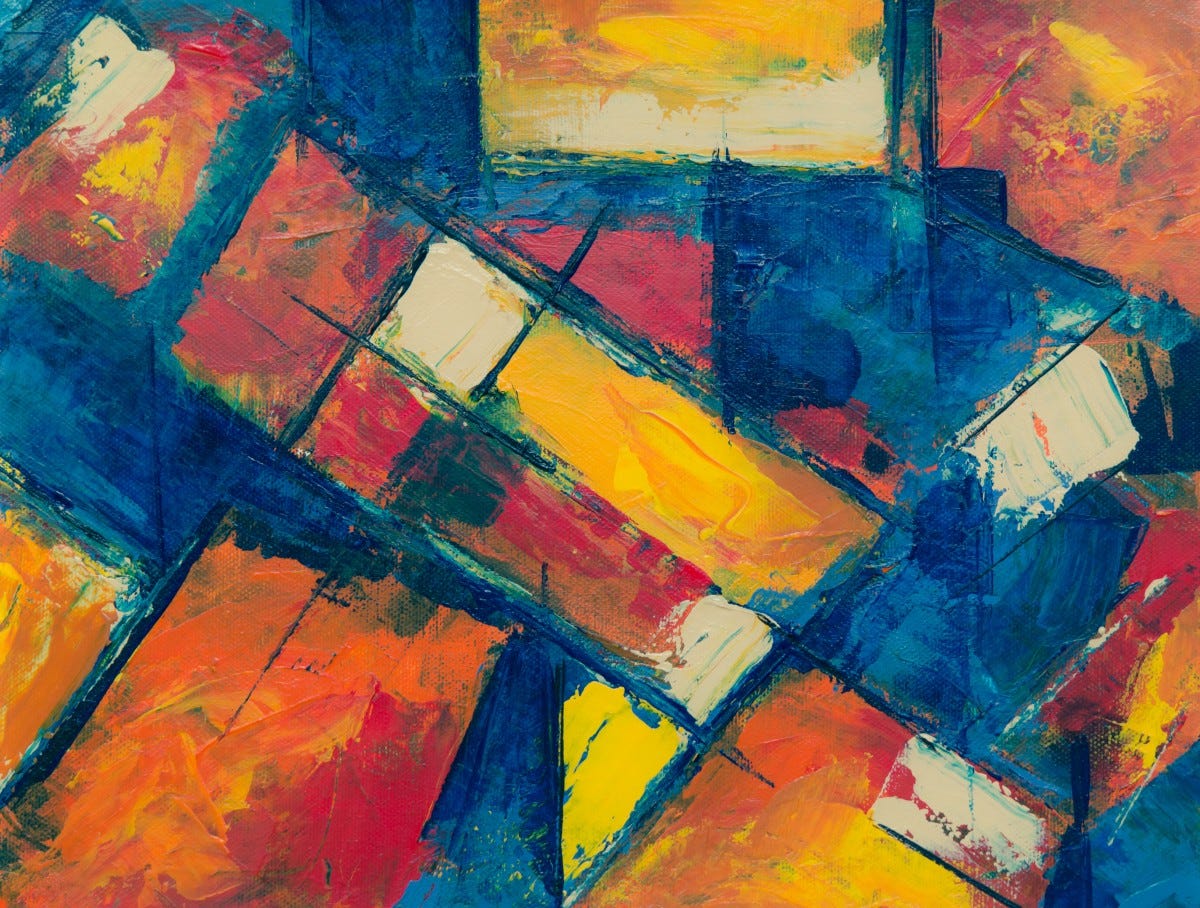 modern art, painting, blue, orange, art, red, acrylic paint, yellow, visual arts, watercolor paint, paint, Colorfulness, child art, Tints and shades, artwork, still life, illustration, style