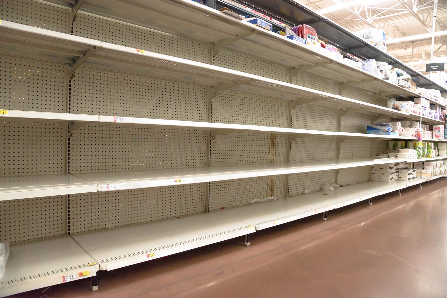 Empty shelves in store in Humble, Texas USA. Supermarket with empty shelves  for goods. - Michigan Retailers Association