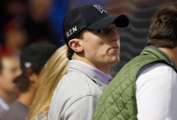 johnny manziel self conscious at rangers game nfl 2015 johnny manziel self conscious at rangers game nfl 2015