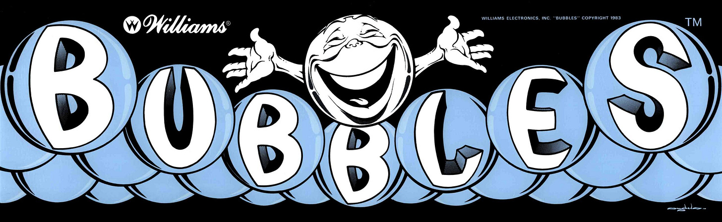 Bubbles Arcade Marquee - 26" x 8" - Arcade Marquee Dot Com