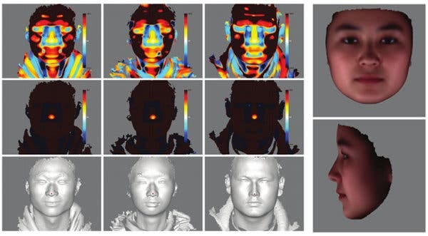 Images from a study in 2013 on 3-D human facial images. Images from a study in 2013 on 3-D human facial images.