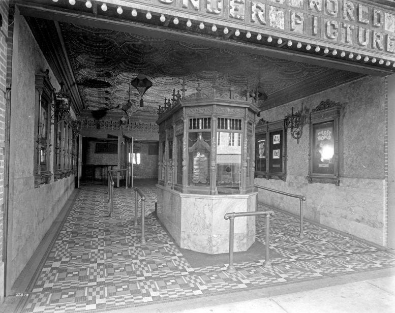 Ticket booth at Olympia Theater Flagler Street entrance in 1926. Courtesy of Florida State Archives. Ticket booth at Olympia Theater Flagler Street entrance in 1926. Courtesy of Florida State Archives.