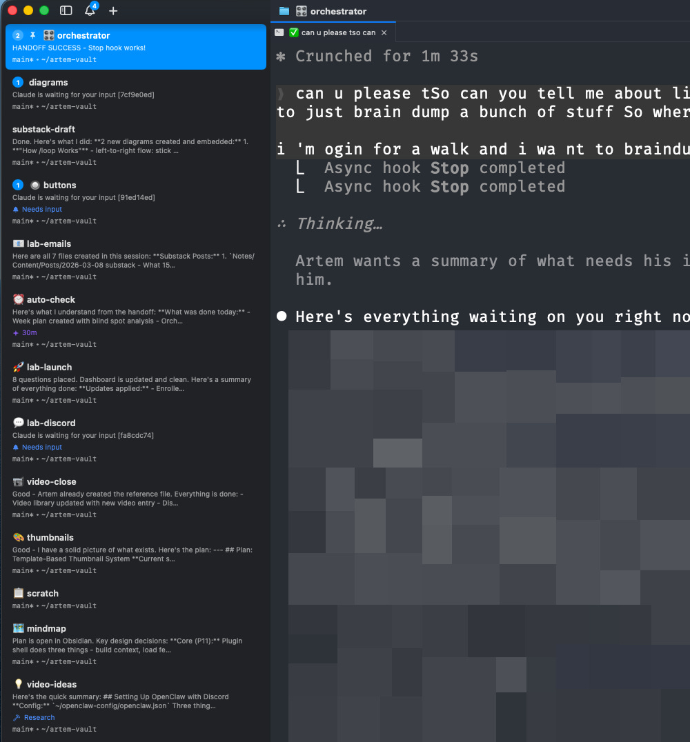 cmux workspaces showing multiple Claude Code sessions