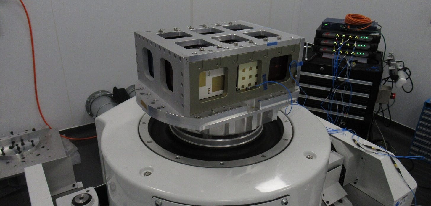 ESA Φsat-2 vibration-test photo ESA Φsat-2 vibration-test photo