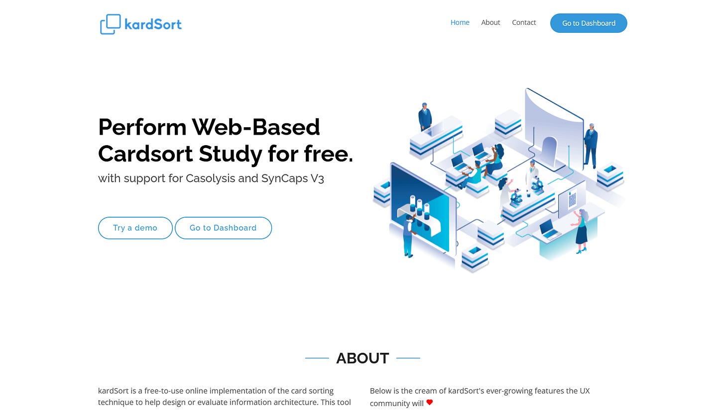 Snímek obrazovky z webu kardSort.com. Snímek obrazovky z webu kardSort.com.