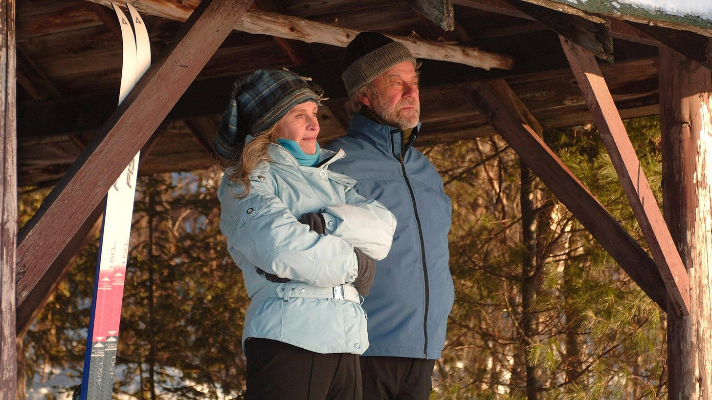 Away from Her | Still features Julie Christie and Gordon Pinsent as Fiona and Grant Anderson preparing to go skiing.