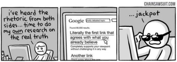 a comic strip explaining confirmation bias