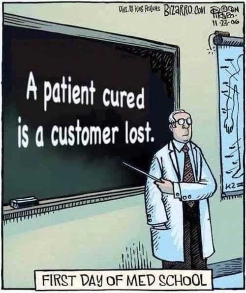 a patient cured is a customer lost
