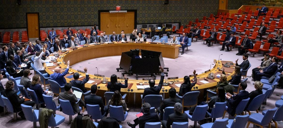 UN Security Council members vote on a resolution to remove sanctions from Syria's interim President