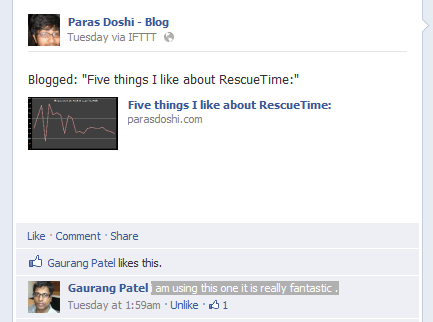 Gaurang Patel on Five Things I like about RescueTime