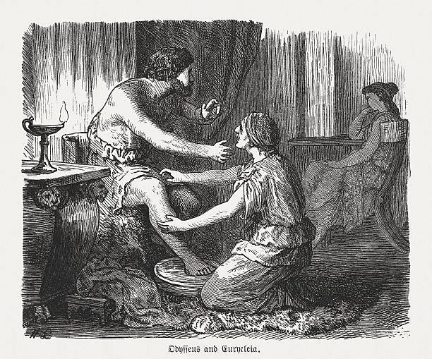 Ulysses Wet Nurse Eurycleia Recognize Her Lord Greek Mythology Stock Illustration - Download Image Now - iStock