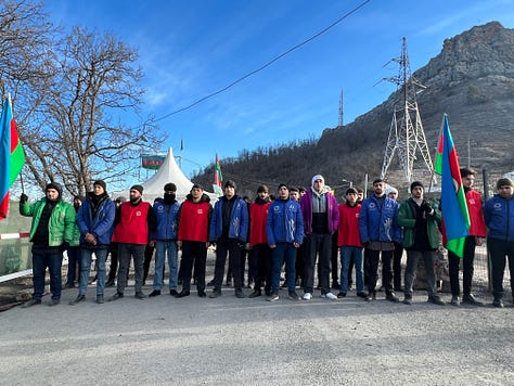 Scenes from the Lachin corridor protest on February 22, 2023.