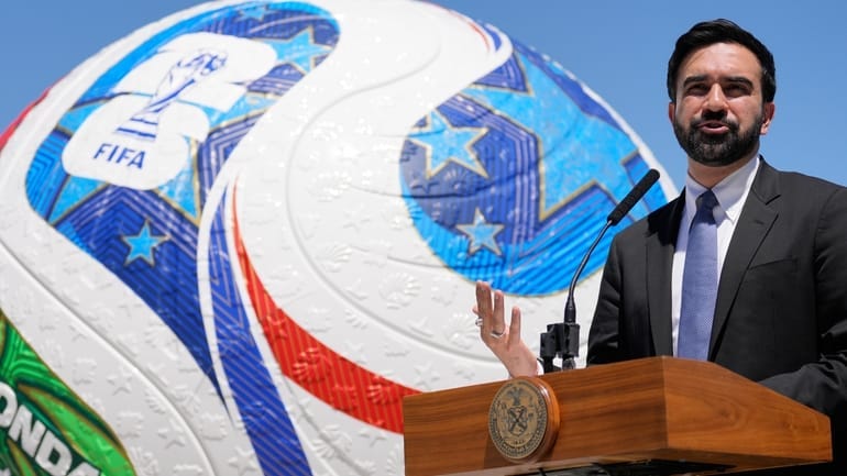 New York City Mayor Zohran Mamdani speaks in front of... New York City Mayor Zohran Mamdani speaks in front of...