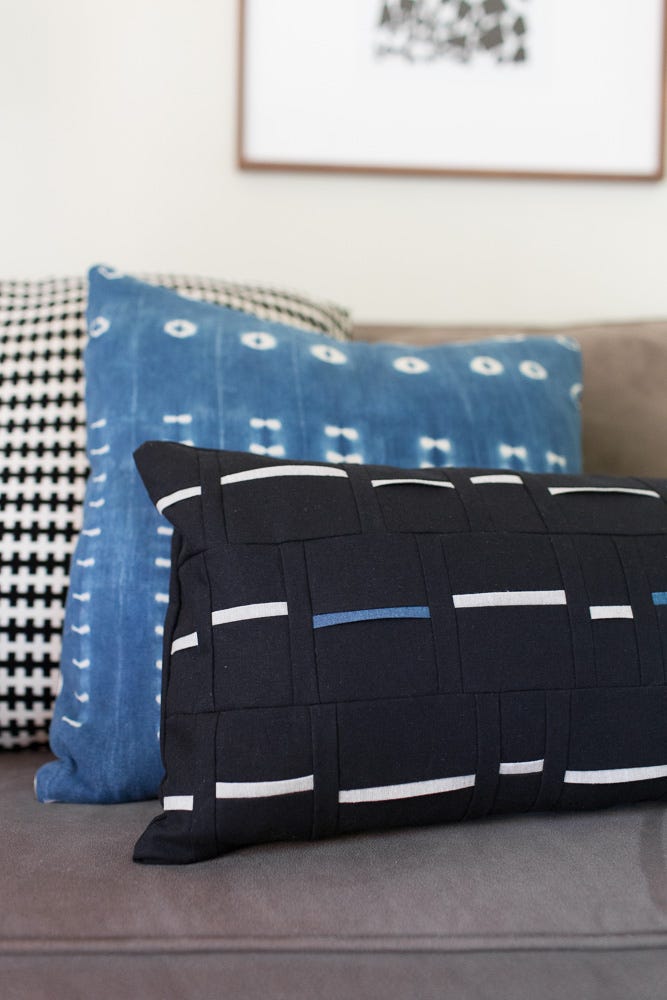 Black + Blue Pathway Pillow - Noodlehead