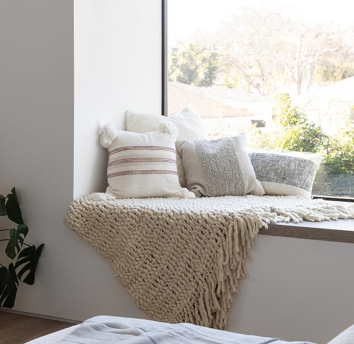 window nook, reading nook, bench seat, picture window, reading window