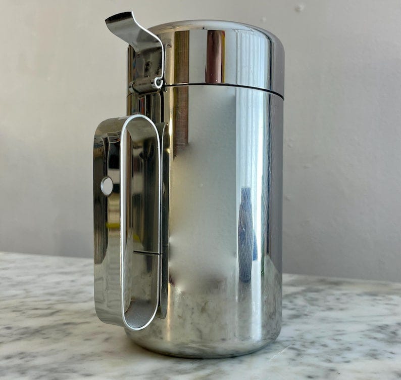 Vintage Italian Mid-Century Modern Cylindrical Creamer / Pouring Jug | Polished Stainless Steel image 1