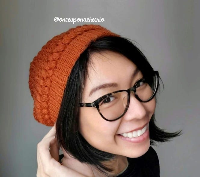 Braid Puff Stitch Beanie Free Crochet Pattern