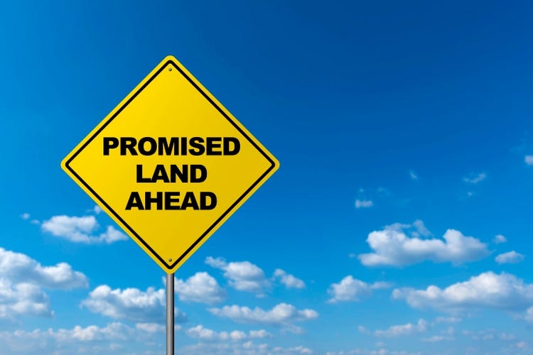 Promised Land Ahead - Road Warning Sign
