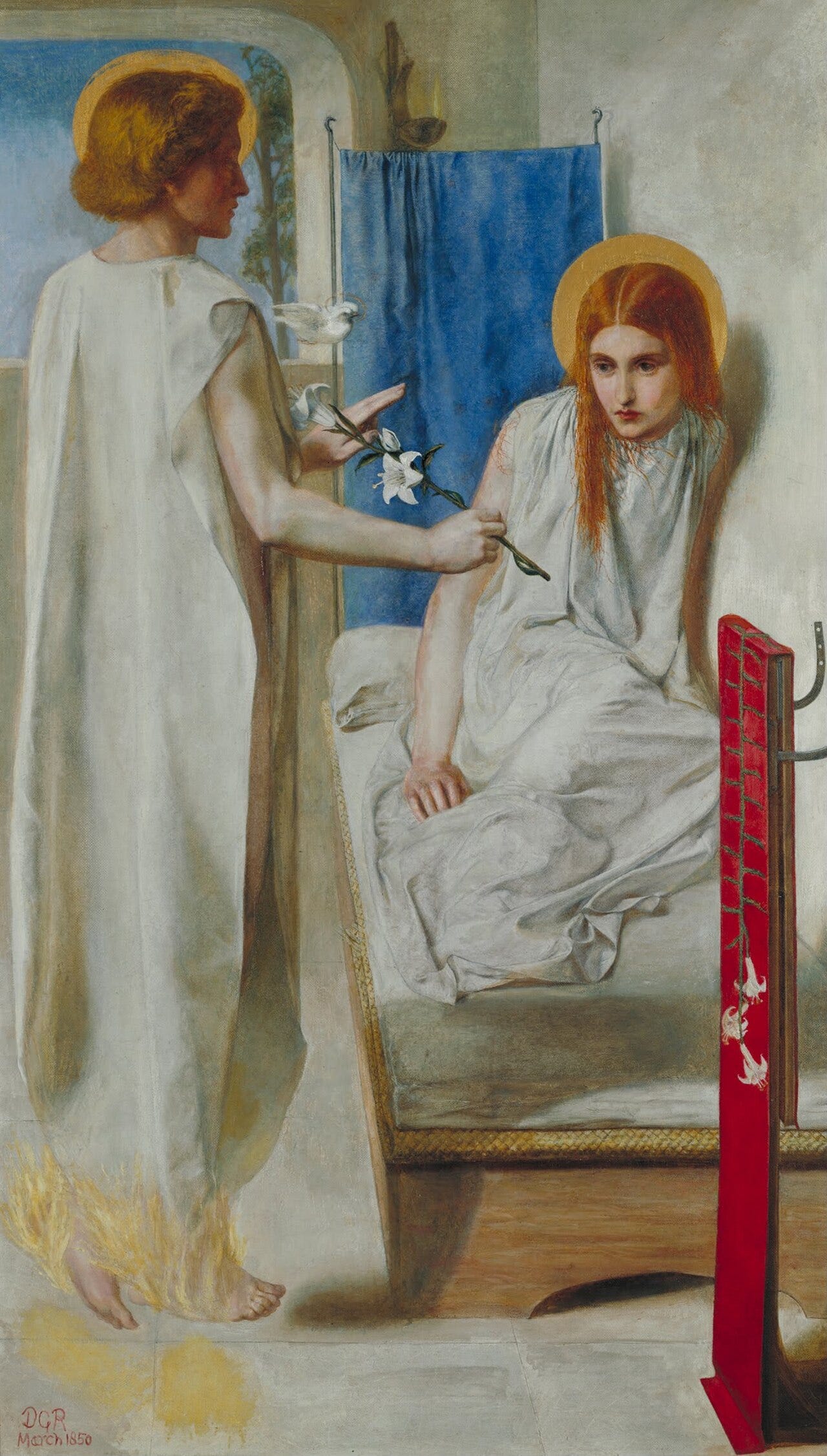 Pale Annunciation with a white lily