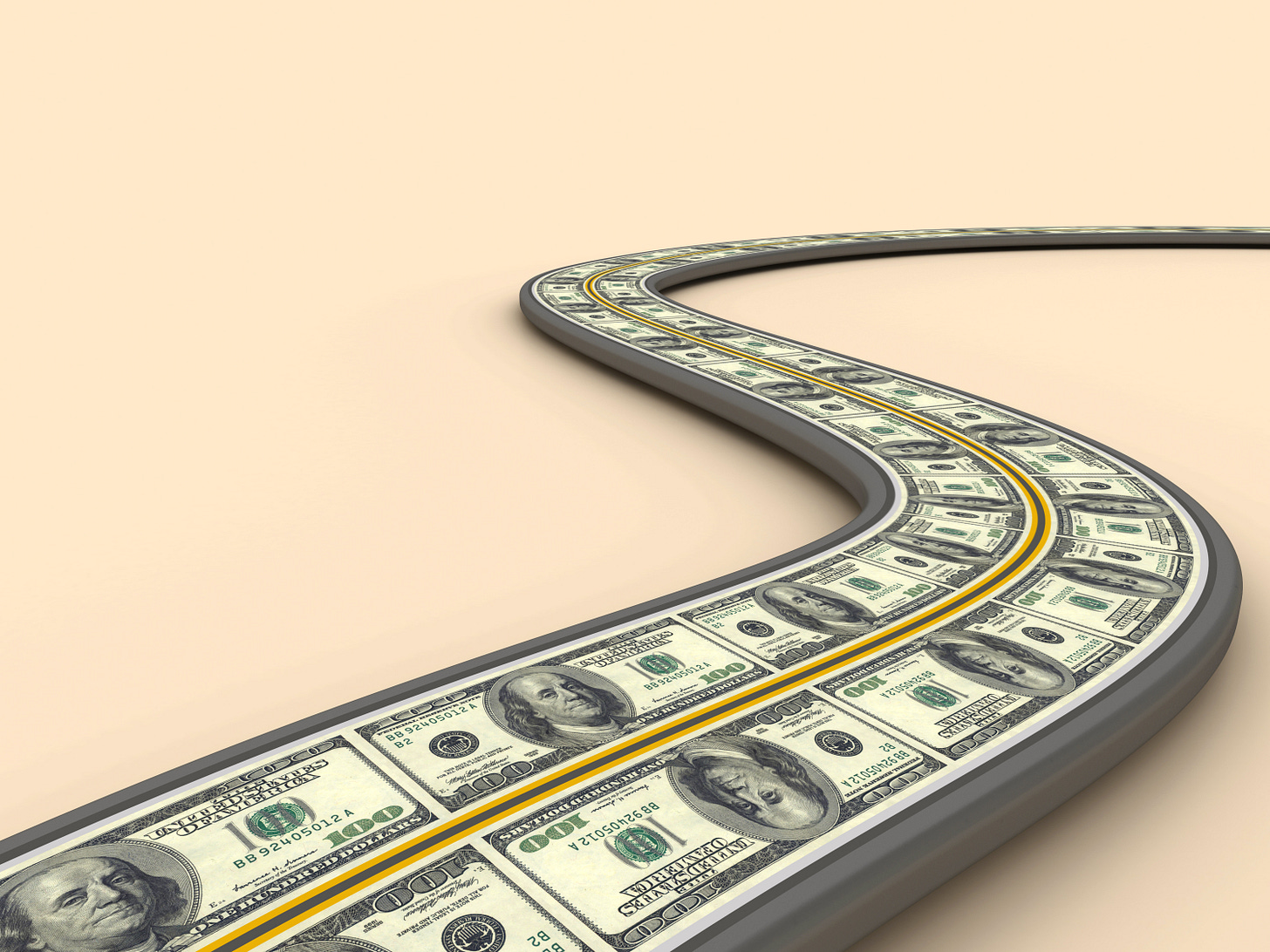 A 'road' made of money bills.